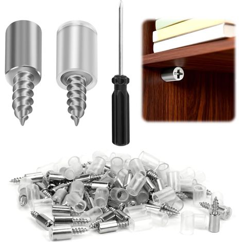 40-teiliges Regalträger-set Mit 40 Gummischonern Und 1 Kreuzschlitzschraubendreher, Einschraubbare Regalträger, Selbstschneidende Schraubregalhalterungen, Für Bücherregale, Schränke, Möbel (silber)