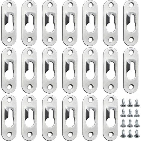 30 Stück Metall-schlüssellochaufhänger (45 Mm X 16 Mm) Mit 60 Schrauben – Schlüssellochbefestigungen Zum Aufhängen Von Wänden, Schränken, Spiegeln Und Bilderrahmen – Silber