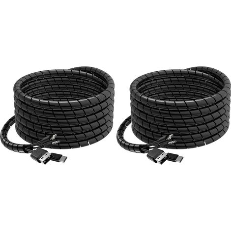 6 M Spiralkabelschutzhülle 12–24 Mm, Flexible Spiralkabelhülle Für Büro/computer, Kabelmanagement-set Für Tv-/pc-/usb-/tv-/aux-antennenkabel, Schwarz – Selbstmontage (2er-pack)