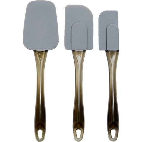 Set Mit 3 Silikonspateln, Grau/gold