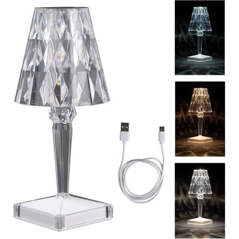 Ideen Mit Herz Led-tischleuchte Mit Kristall-effekt, Diamant-design, Moderne Nachttischlampe, Dekoration, 25,5 Cm Hoch, Dimmbar Und Wiederaufladbar [energieklasse A]