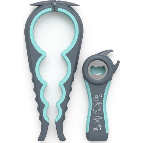 Easy Jar Bottle Opener Set, 5-in-1 Und 4-in-1 Multifunktions-glasöffner, Einfach Zu Bedienen Für Kinder, Ältere Menschen Und Menschen Mit Arthritis (blau)