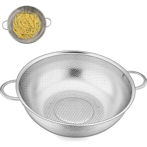 Küchensieb Ø 22 Cm, Edelstahlsieb Mit Griffen, Siebeinsatz Oben, Für Gemüse Und Obst, Abtropfsieb Für Nudeln Und Reis, Spülmaschinenfest