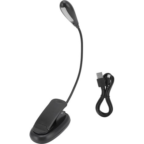 Schwarze Klemm-tischleuchte Mit 9 Helligkeitsstufen, 7 Leuchten, Faltbar, Flexibel, Schwanenhals, Usb-aufladbare Led-leselampe