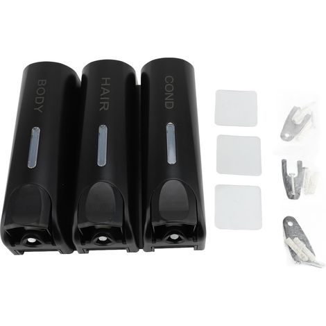 Seifenspender Aus Abs, 3 X 350 Ml, Manuell, 3 Kammern, Wandmontage, Für Shampoo Und Spülung, Für Hotel Und Zuhause, Schwarz
