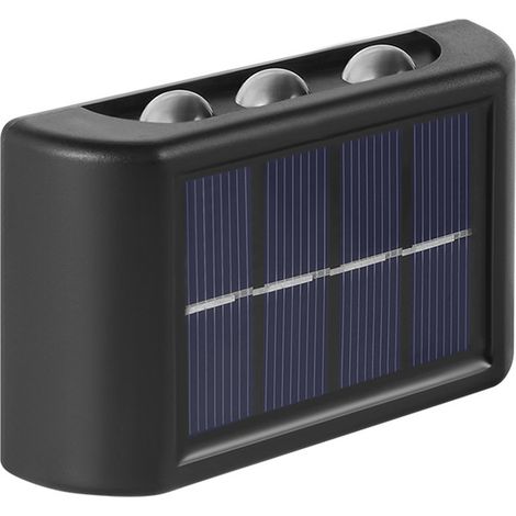 Solar-wandleuchte, Nach Oben Und Unten Gerichtet, 2 Stück, Für Die Außendekoration Von Zäunen, Konvexer Spiegel, Ip65 Wasserdicht, 6 Weiße Leds