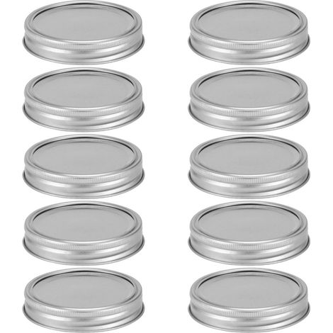 Geteilte Glasdeckel Zum Einmachen, Verschlussdeckel Für Runde Lebensmittelbehälter, Küchenzubehör (10 Stück, 70 Mm Silberner Rundring + Abdeckplatte)
