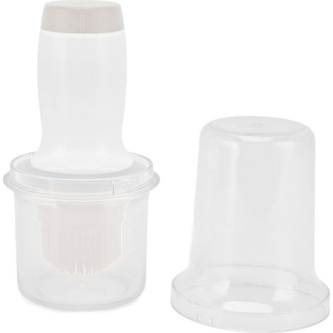Ölspenderflasche Aus Lebensmittelechtem Silikon, 60 Ml, Mit Dosierbürste, Gleichmäßige Wärmeisolierung, Grau/weiß, Zum Kochen