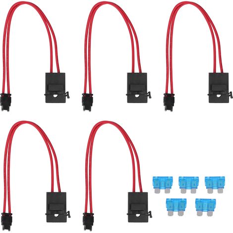 Kfz-sicherungshalter-stecker, 5 Stück, Mini-hochleistungs-kabelverlängerung Für Fahrzeug-atm 20a 16awg Mit 5 Acd-sicherungen, Flacher Winkel 10,9 Mm