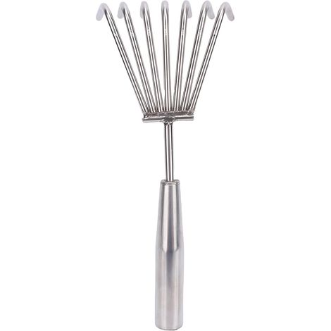 Handrechen Aus Edelstahl, Kompakt Mit Komfortablem Griff, 7 Robuste Zinken Für Die Gartenarbeit, Vielseitig Einsetzbar
