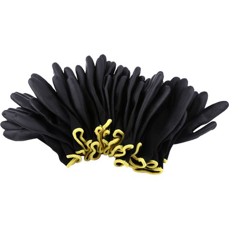 Arbeitshandschuhe Mit Schwarzer Pu-nylon-handflächenbeschichtung Und Gelbem Streifen (s)