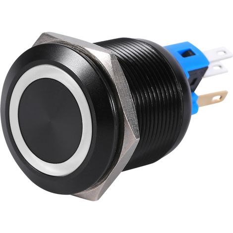 22 Mm 12–24 V Wasserdichter, Selbstverriegelnder Drucktaster Mit Weißer Led