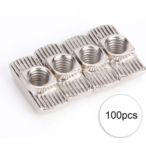 100 Stück Vernickelte T-nutmuttern, Gleitbefestigungen Aus Kohlenstoffstahl Für Aluminiumprofile (m6)