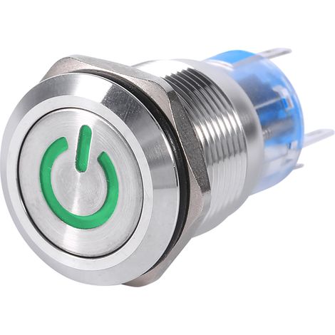 19 Mm Wasserdichter, Selbstverriegelnder Druckknopf-netzschalter Aus Edelstahl, 12–24 V, Mit Grüner Led