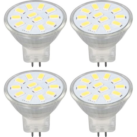 4er-set Mr11 Led-spotlampen Mit Doppelnadelsockel, 360°-wärmeableitung, 3 W, 12 Leds, Kaltweiß