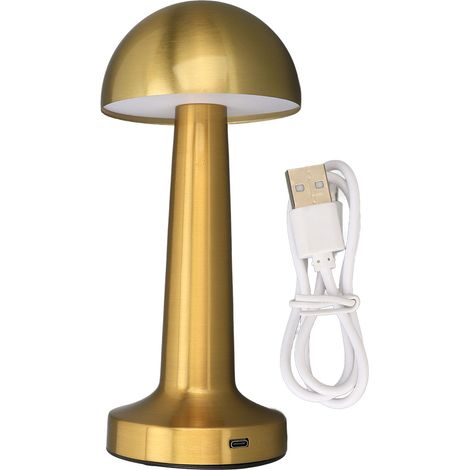 Tragbare Tischleuchte Mit 3 Farbtemperaturen, Touch-bedienung, Wiederaufladbar, Kabellos, Pilzförmige Nachttischlampe Für Schlafzimmer Und Zuhause, Gold