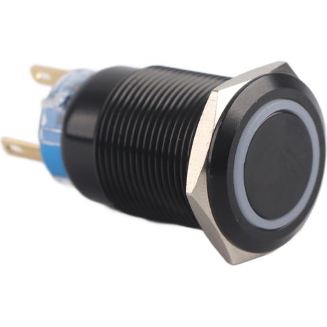 19 Mm 12–24 V Ein/aus Schwarz Wasserdicht Selbstverriegelnder Druckknopf Flachschalter Rote Led