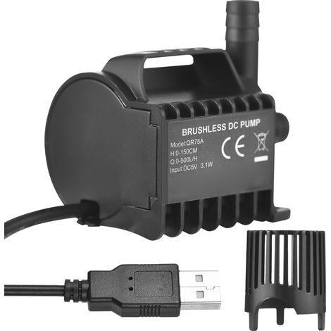 Elektrische Tauchpumpe (500 L/h), Kleiner Springbrunnen Mit Maximaler Förderhöhe Von 1,5 M, 2 M Usb-kabel Und Saugnapfbasis, Mini-tragbar Für Aquarium, Teich, Fischbecken, Haustiertränke