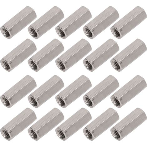 20-teiliges Set Aus Sechseckigen Kupplungsmuttern Aus Edelstahl 304, Rostbeständiges Innengewinde, M5-silberanschluss