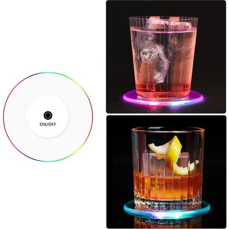 Led-beleuchtete Acryl-untersetzer, 3er-pack, Für Schlanke Becher, Cocktailgläser, Bars Und Barkeeper