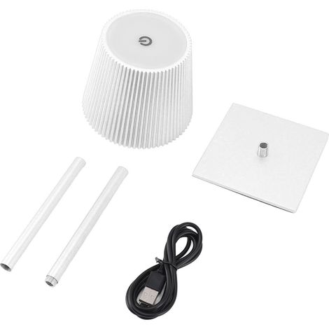 Kabellose Led-tischleuchte, 3600-mah-akku, 3 Farben, Stufenlos Dimmbares Nachtlicht, Für Restaurants, Schlafzimmer, Bars, Weiß