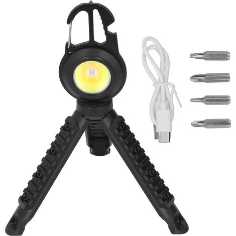 Kleine Cob-taschenlampe, 3 Leuchtmodi, Wiederaufladbar, Multifunktional, Schwarz, Tragbar, Mit Stativ, Fürs Angeln Zu Hause