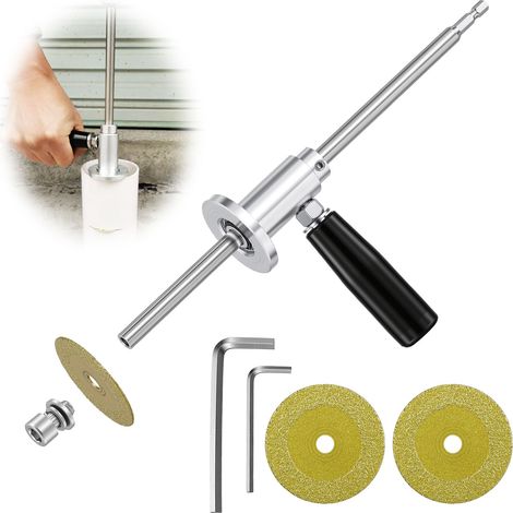 Innenrohrschneider Für Pvc Mit Diamanttrennscheibe Und Griff, Geeignet Für Rohre Von 1-1/2" Bis 8", Einstellbare Schnitttiefe Von 7", Geeignet Für 1/4"-sechskantschaft
