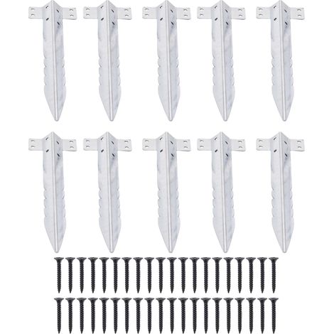 Packung Mit 10 Kleinen, Verzinkten Stahlschwellen Als Stützen Für Gartenbeete