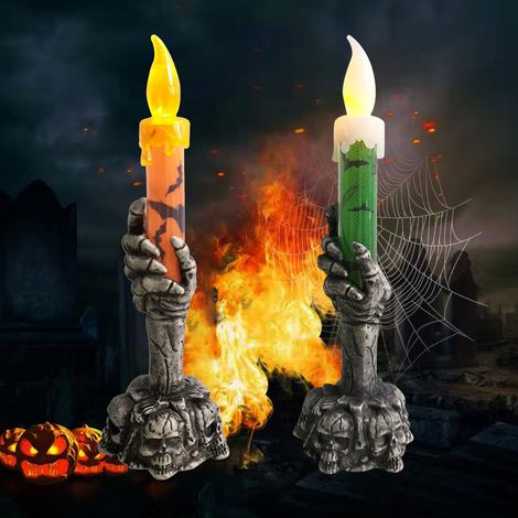 Flackernde, Flammenlose Led-stimmungslampe Mit Geisterschädel-design, Gruseliges Nachtlicht, Halloween-tischdekoration, Partydekoration