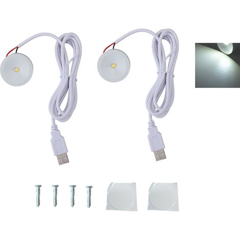 Sets 5v 1w Usb-runde Led-mini-strahler Für Die Augenpflege Mit 1,3 M Kabel, Schmuckbeleuchtung Für Vitrinen, Schränke, Eingangsbereiche, Weißes Licht