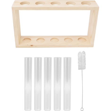 5 Reagenzgläser Für Ein Pflanzenterrarium, Eine Transparente Wasserschale Zur Beobachtung Des Wachstumszustands Mit Holzhalterung Für Kräuterstämme