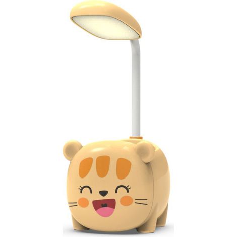 Led-schreibtischlampe Mit Flexiblem Schlauch, Augenschutz, Wiederaufladbare Tischlampe Mit Stifthalter, Gelbe Katze