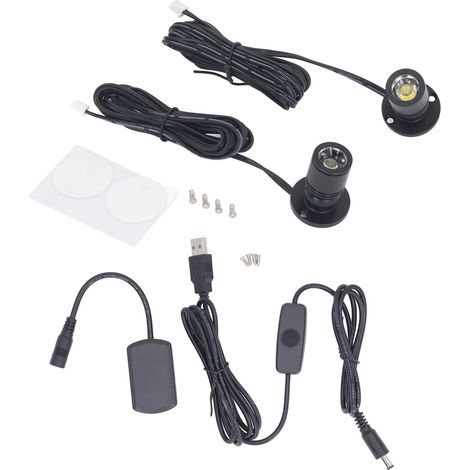Mini-led-strahler (5 V, Dimmbar) Mit 1 Oder 2 Strahlern Und Dimmer Für Schmuckvitrinen, Veranden Und Schwarzweißbeleuchtung