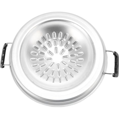 2-in-1 Thai-grillpfanne, Antihaftbeschichtung, Gleichmäßige Hitzeverteilung, Aluminium, Holzkohle, Für Drinnen Und Draußen, 30 Cm / 11,81 Zoll, Originalfarbe