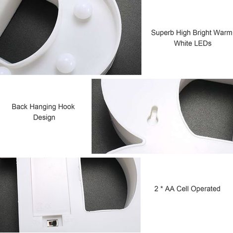 Led-buchstaben Mit Glühbirnen, Nachtlicht, Warmweißes Dauerlicht, 2 Aa-batterien, Ip54-wasserschutz, Für Geburtstag, Weihnachten, Hochzeit, Hauspartys Und Badezimmerdekoration