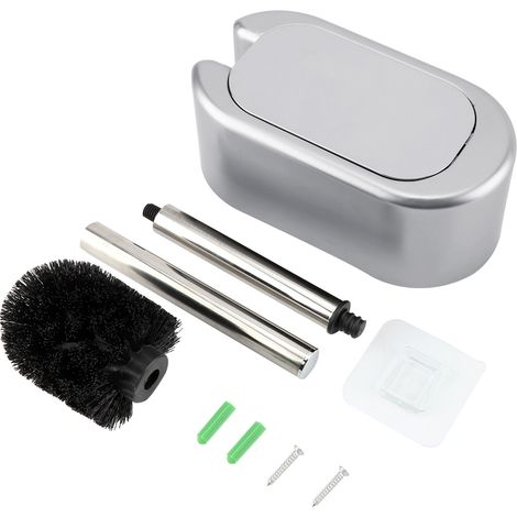 Set Toilettenbürsten Mit Edelstahlgriff, Nagelfrei, Reinigungswerkzeug Für Badezimmer Zu Hause Und Im Hotel (silber)