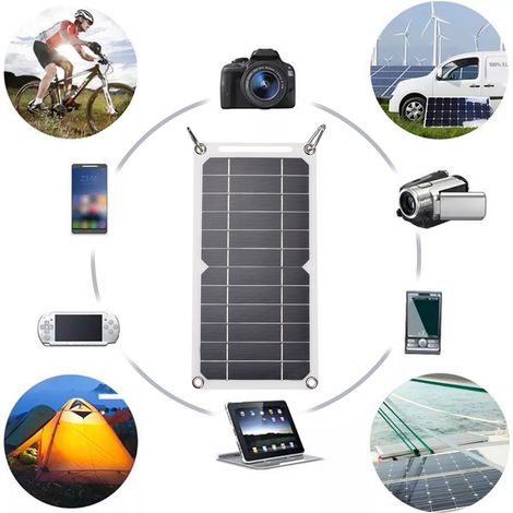 6w 5v Solarpanel Mit Usb-anschluss, 2 Karabinerhaken, Monokristallinen Siliziumzellen Für Outdoor-aktivitäten Wie Camping, Klettern, Wandern Und Reisen Kompatibel Mit Iphone-smartphones.