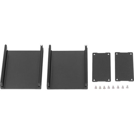 Elektronik-projektgehäuse, Geteilte Ausführung, Sandgestrahlte Oberfläche, Oxidiert, Schwarze Aluminiumlegierung, Stromanschlussdose