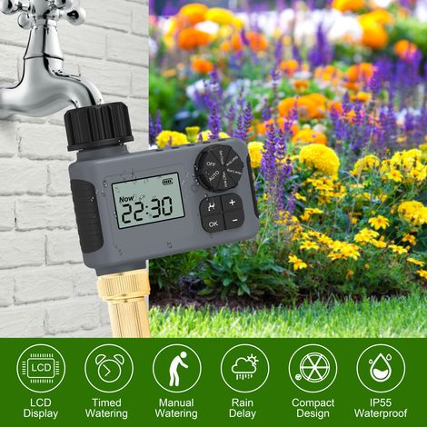 Gartenbewässerungsuhr, Automatische Bewässerungsanlage, Regensensorsteuerung Für Garten Und Balkon, Intelligenter Bewässerungssteuerungsregler Mit Sicherheitsverriegelung