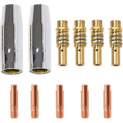 Geeignet Für Mig Mb15ak 11 Stück 2 Konische Gasdüsen, 5 M6 0,8 Mm Kontaktrohre, 4 Kontaktrohrhalter, 15ak Brennerzubehör, Mig-schweißgeräte-verschleißteile