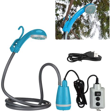 Camping-duschset Mit Akku (2200 Mah), Wiederaufladbarer Pumpe Und 2 M Duschschlauch, Für Garten, Reisen, Autowäsche Und Tragbare Duschen.