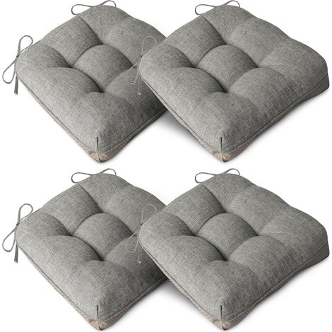 Extra Dicke Stuhlkissen Für Esszimmerstühle, 4er-set, Rutschfeste Küchenstuhlkissen, Weiche Esszimmer-sitzkissen Mit Bändern, 40 Cm X 40 Cm X