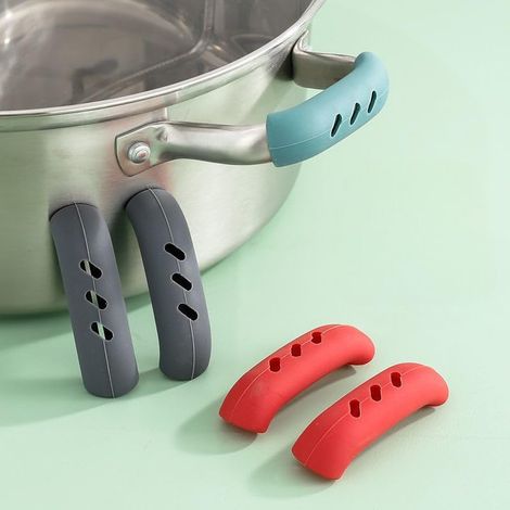2er-set Silikon-griffüberzüge Für Heiße Pfannen – Hitzebeständig Für Gusseisenpfannen, Bratpfannen Und Grillplatten, Rutschfeste Unterseite, Grau