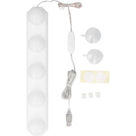 Led-schminktischleuchte, 5 Leuchtmittel, 3 Farbtemperaturen, 10 Helligkeitsstufen, Usb-kabel, Zur Befestigung Am Schminktisch