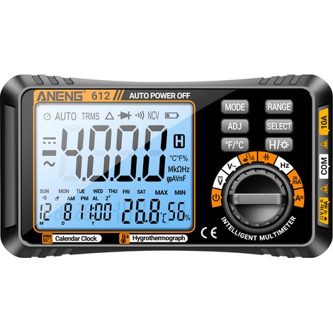 Aneng 612 3-in-1 Smart-digitalmultimeter Mit Ewigem Kalender, Temperatur- Und Feuchtigkeitsmesser, Amperemeter Und 4000-count-voltmeter – Professionelle Mess- Und Prüfgeräte