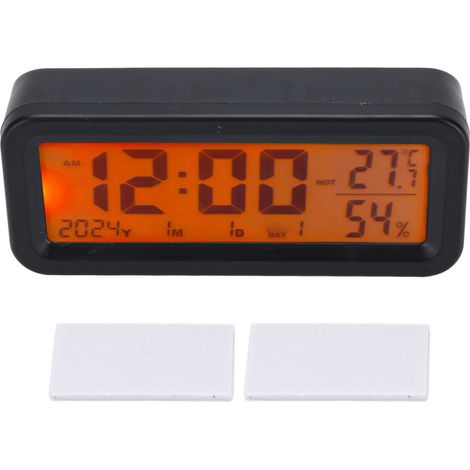 Autouhr Für Das Armaturenbrett, Beleuchteter Elektronischer Kalender, Temperatur- Und Feuchtigkeitsanzeige, Solarpanel-unterstützung, Usb-c-ladeanschluss