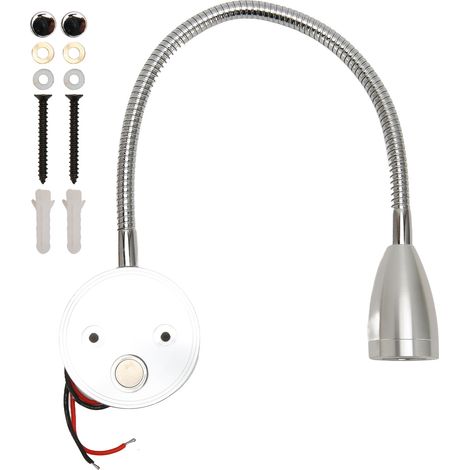 Berührungsgesteuerte Led-wandleseleuchte, 3 Farbtemperaturen, Dimmbare Nachttischlampe Mit Flexiblem Schwanenhals Für Wohnmobil, Boot, Campervan, 12–24 V Dc, Silber
