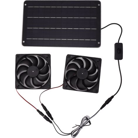 Doppelventilator (20 W, 12 V), Solarbetrieben, Effizientes Energiesparpanel-set Mit Schalter Für Wohnmobil, Gewächshaus, Tierhaus