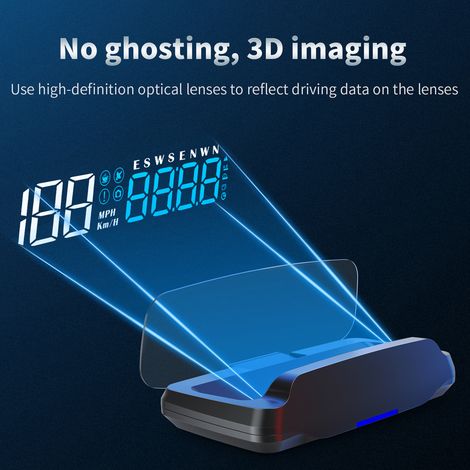 Head-up-display, Digitaler Tachometer, Gps Fürs Auto, Farbwechsel, Ambientebeleuchtung, Anzeige Von Geschwindigkeit, Richtung, Fahrzeit, Entfernung, Geschwindigkeitsüberschreitungswarnung, Müdigkeitsw