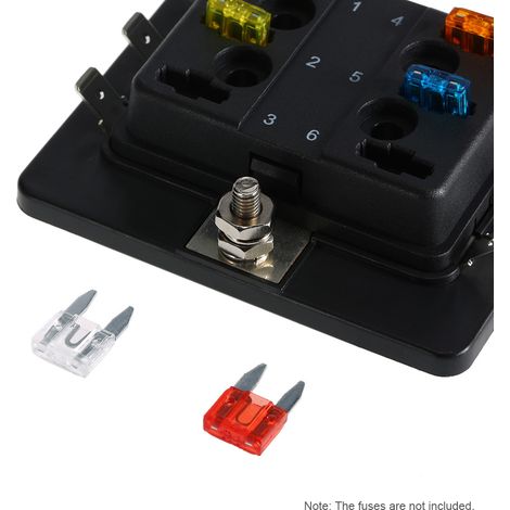 Mini-flachsicherungskasten Mit 6 Anschlüssen, Apm Atm 5a 10a 25a Für Auto, Boot, Dreirad, 12v 24v